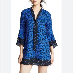 Alice & Olivia Wellesley tie neck bell sleeve dress